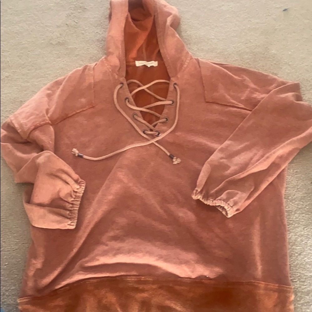 Lace neck hoodie